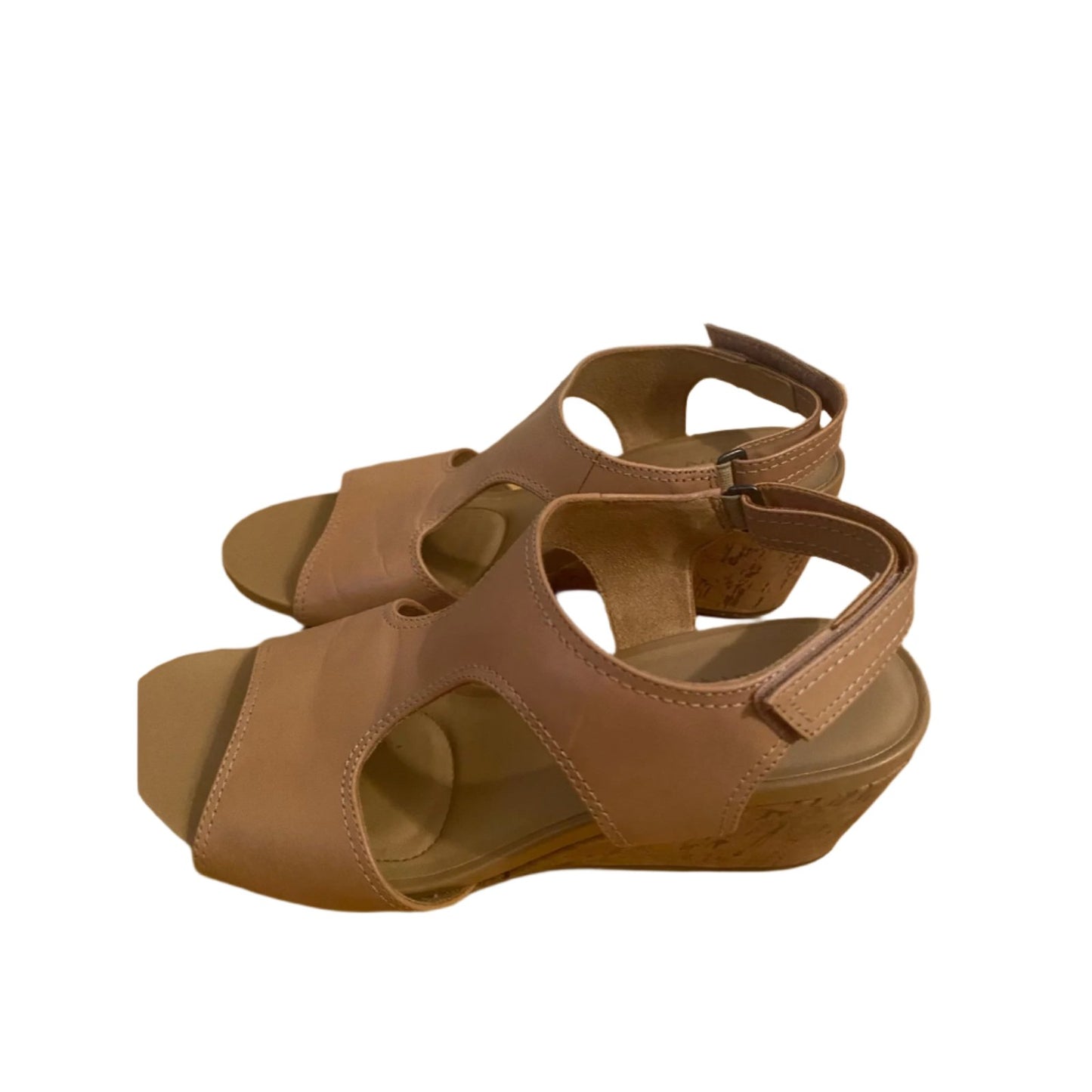 Naturalizer Tan Leather Wedge Sandals Size 8.5