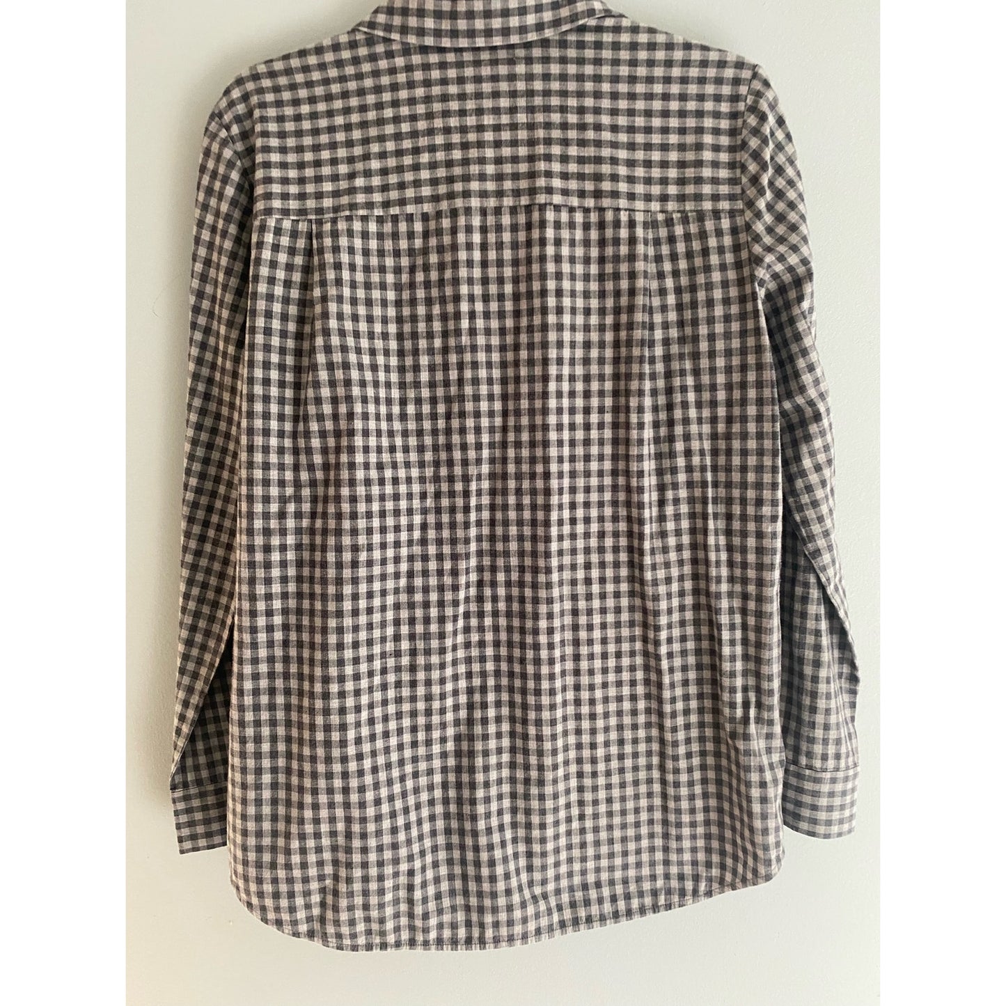 Lafayette 148 New York Gray Checked Shirt Size M